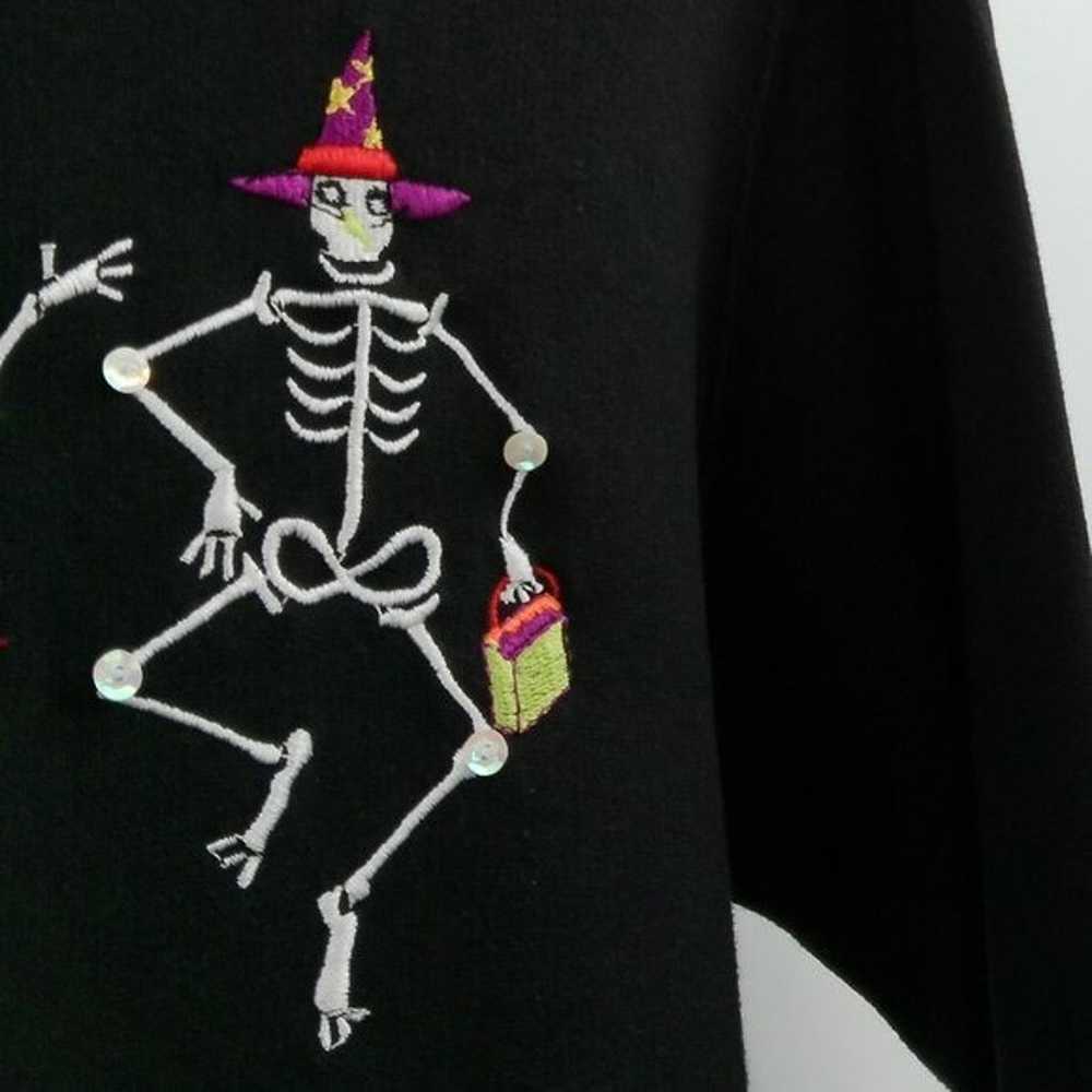 VINTAGE Halloween Sweatshirt Women's M Black Danc… - image 4