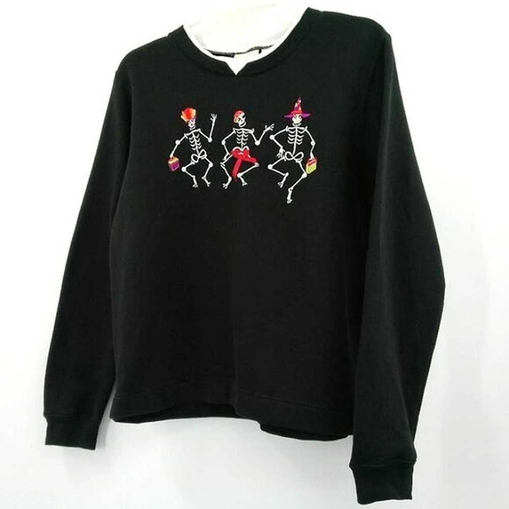 VINTAGE Halloween Sweatshirt Women's M Black Danc… - image 9