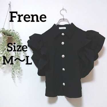 【Flane】Short-sleeve shirt top with balloon sleeve… - image 1