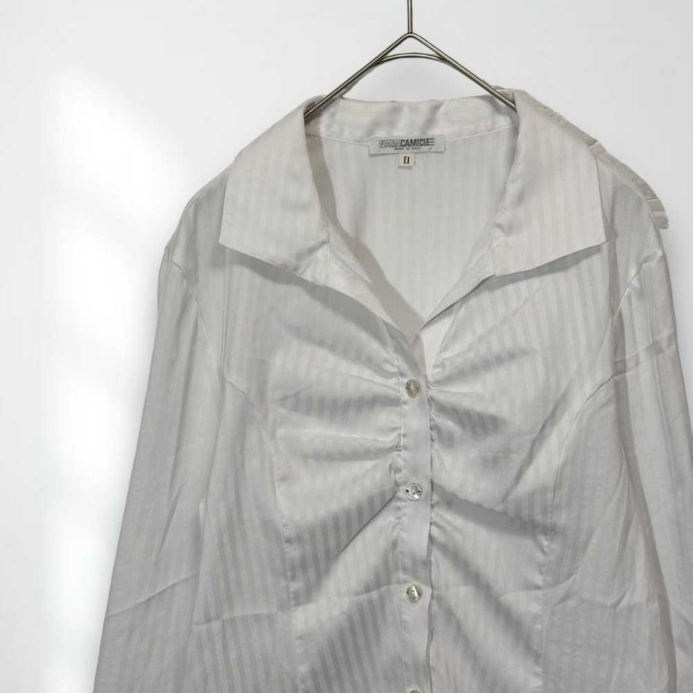 E5749 [Narakamīche] Italian-made Shirt White Stri… - image 2