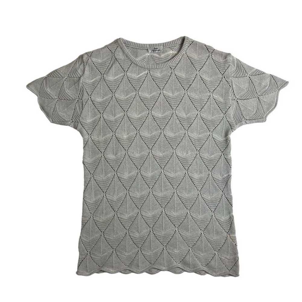 90s Cotton Knit T-shirt in Gray, Made in Japan, V… - image 1