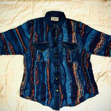 VNTG Coogi Denim Button-Down Shirt M - image 1