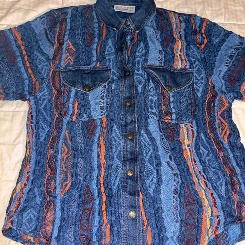 VNTG Coogi Denim Button-Down Shirt M - image 5