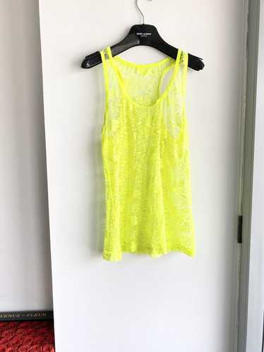 Vintage VINTAGE 90s FLORAL Mesh Sheer Neon Green Y