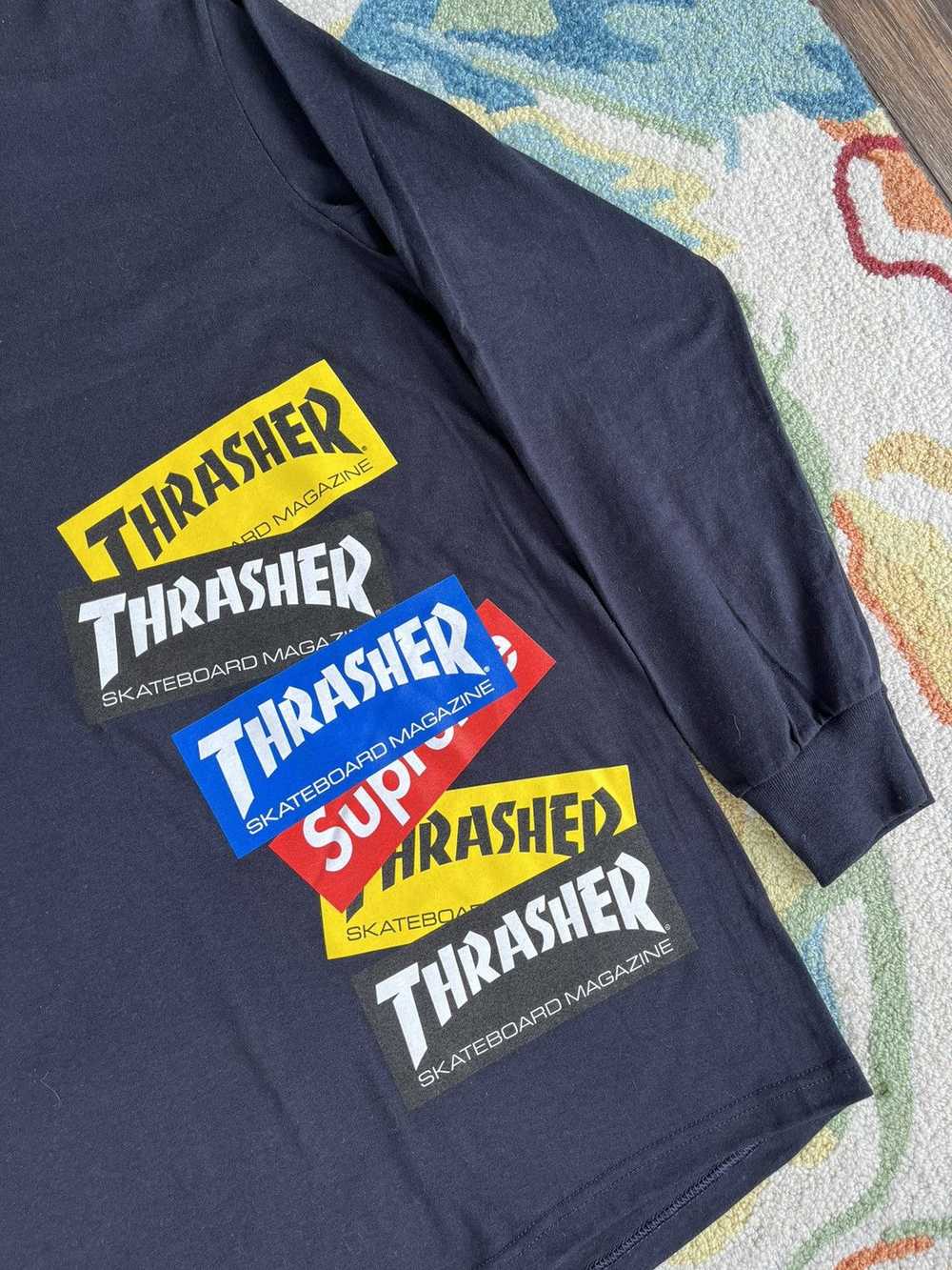 Supreme × Thrasher Supreme Thrasher L/S FW21 Navy - image 3