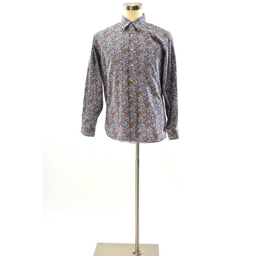 Vintage Mens L Alan Flusser Paisley Print Button … - image 2