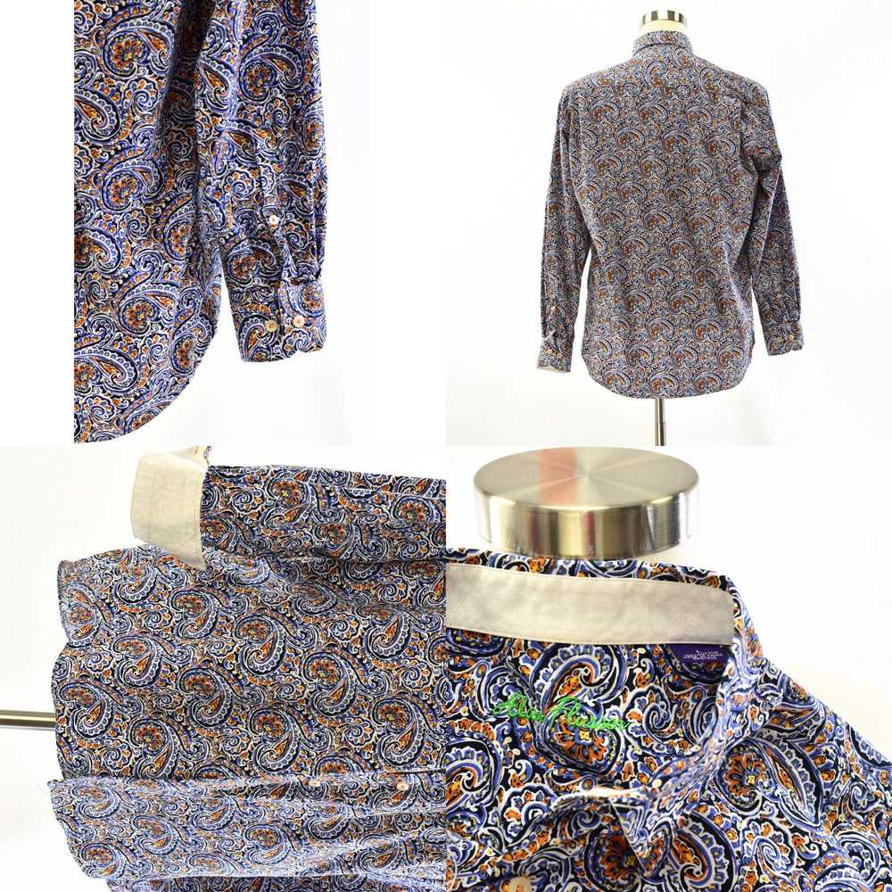 Vintage Mens L Alan Flusser Paisley Print Button … - image 4