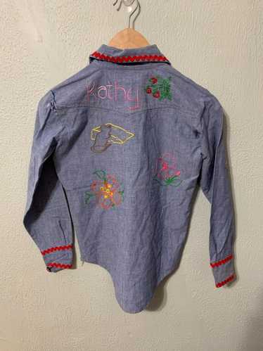 Vintage Vintage Lady Bugs Embroidered Plants Shirt