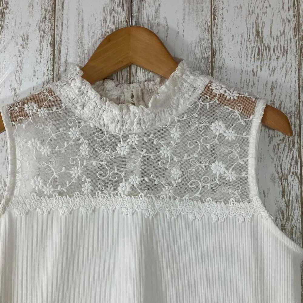 Cutie Beauty◆Tank Top (L) White Floral Lace High … - image 3