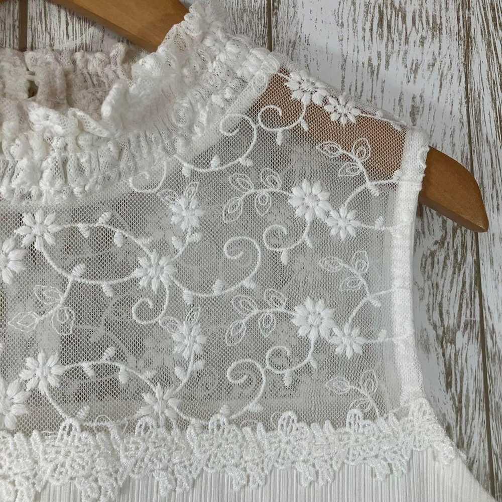 Cutie Beauty◆Tank Top (L) White Floral Lace High … - image 4