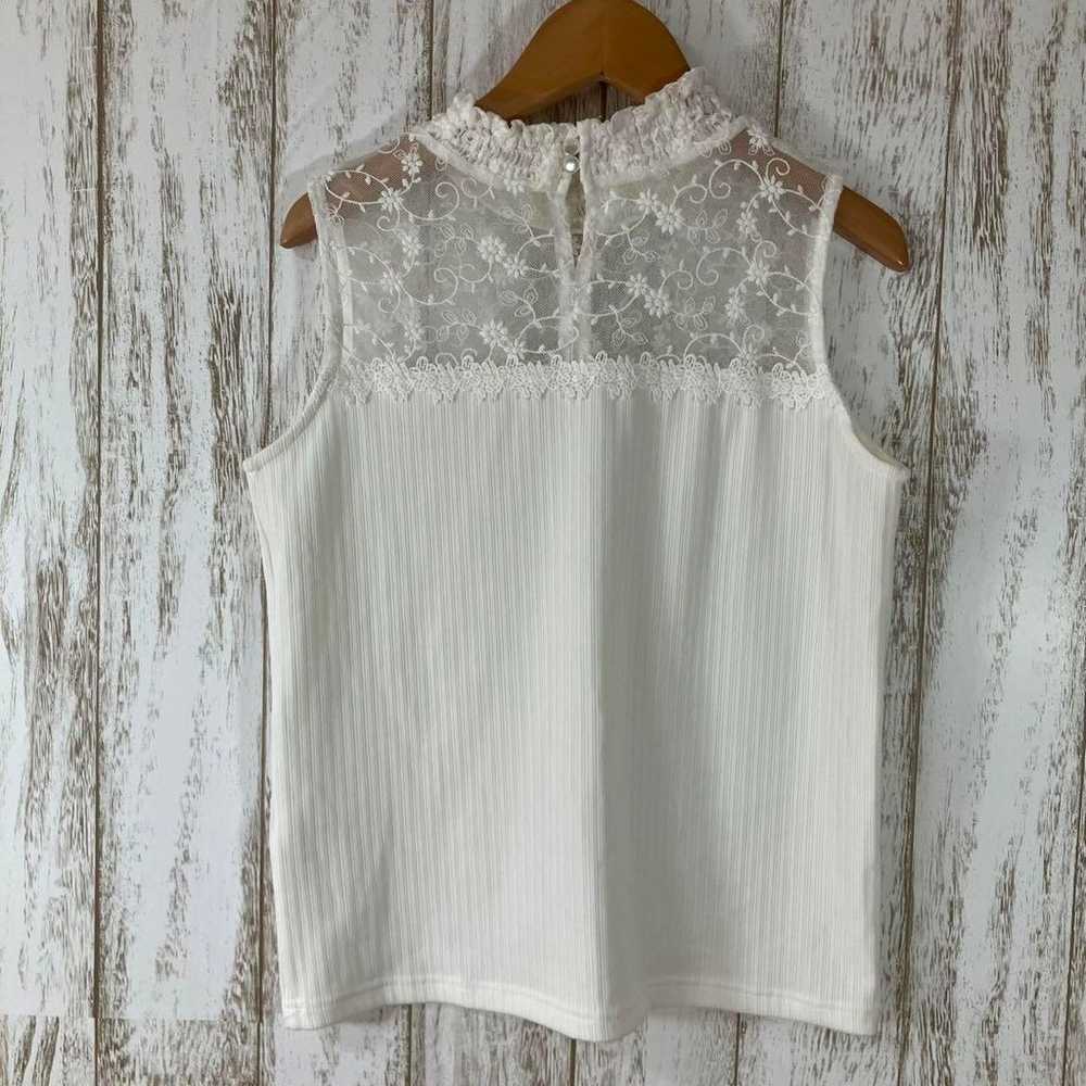 Cutie Beauty◆Tank Top (L) White Floral Lace High … - image 7