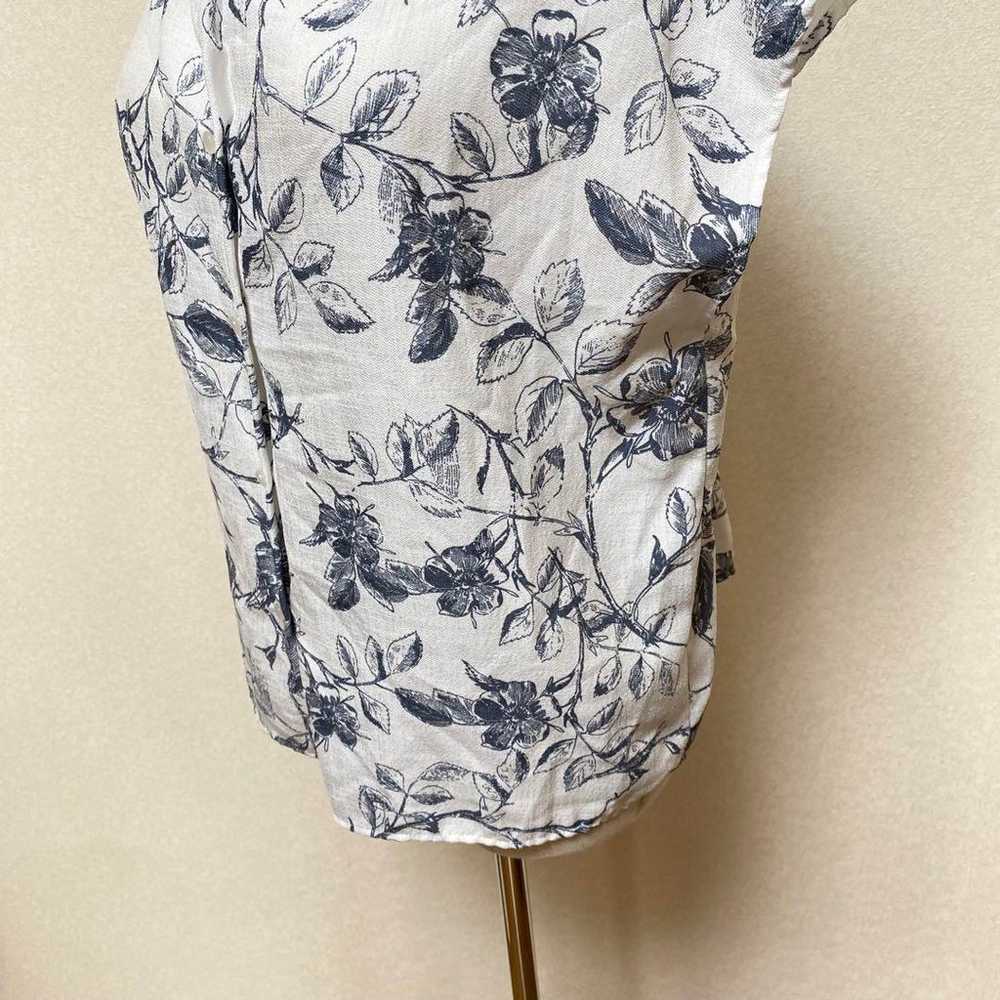 948 Ennea Flower Pattern Blouse French Sleeve Sle… - image 10