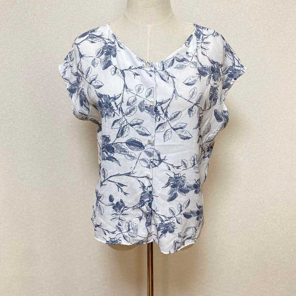 948 Ennea Flower Pattern Blouse French Sleeve Sle… - image 3