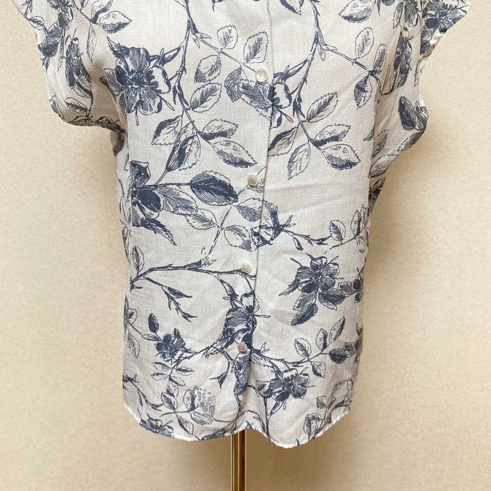 948 Ennea Flower Pattern Blouse French Sleeve Sle… - image 8