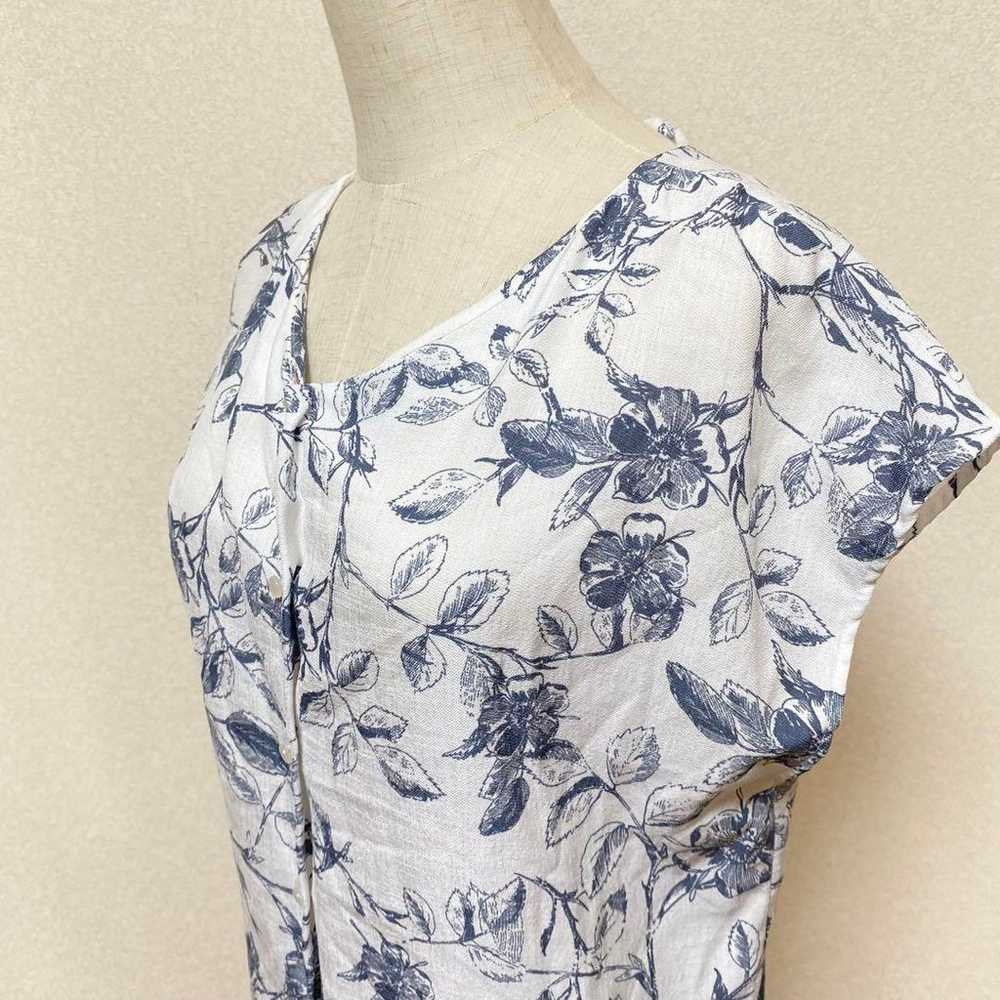 948 Ennea Flower Pattern Blouse French Sleeve Sle… - image 9