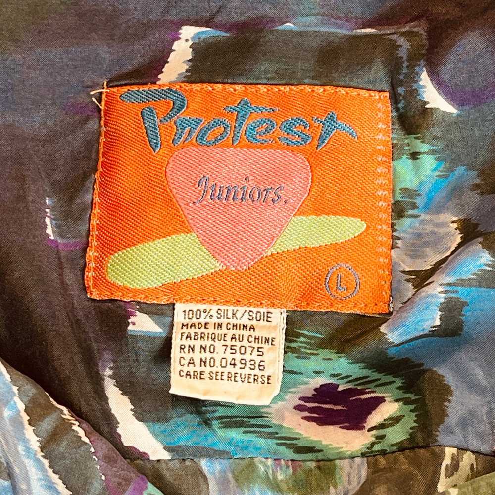 VINTAGE 80s Protest Juniors Batik Pattern Silk Ca… - image 4