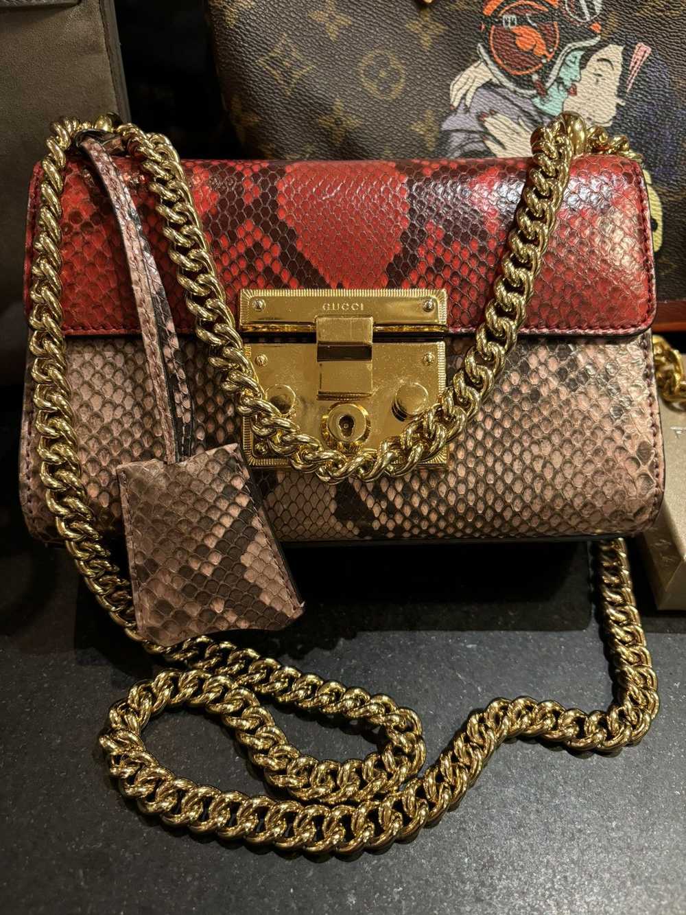 Gucci Gucci Multicolor Python Medium Padlock Shou… - image 1