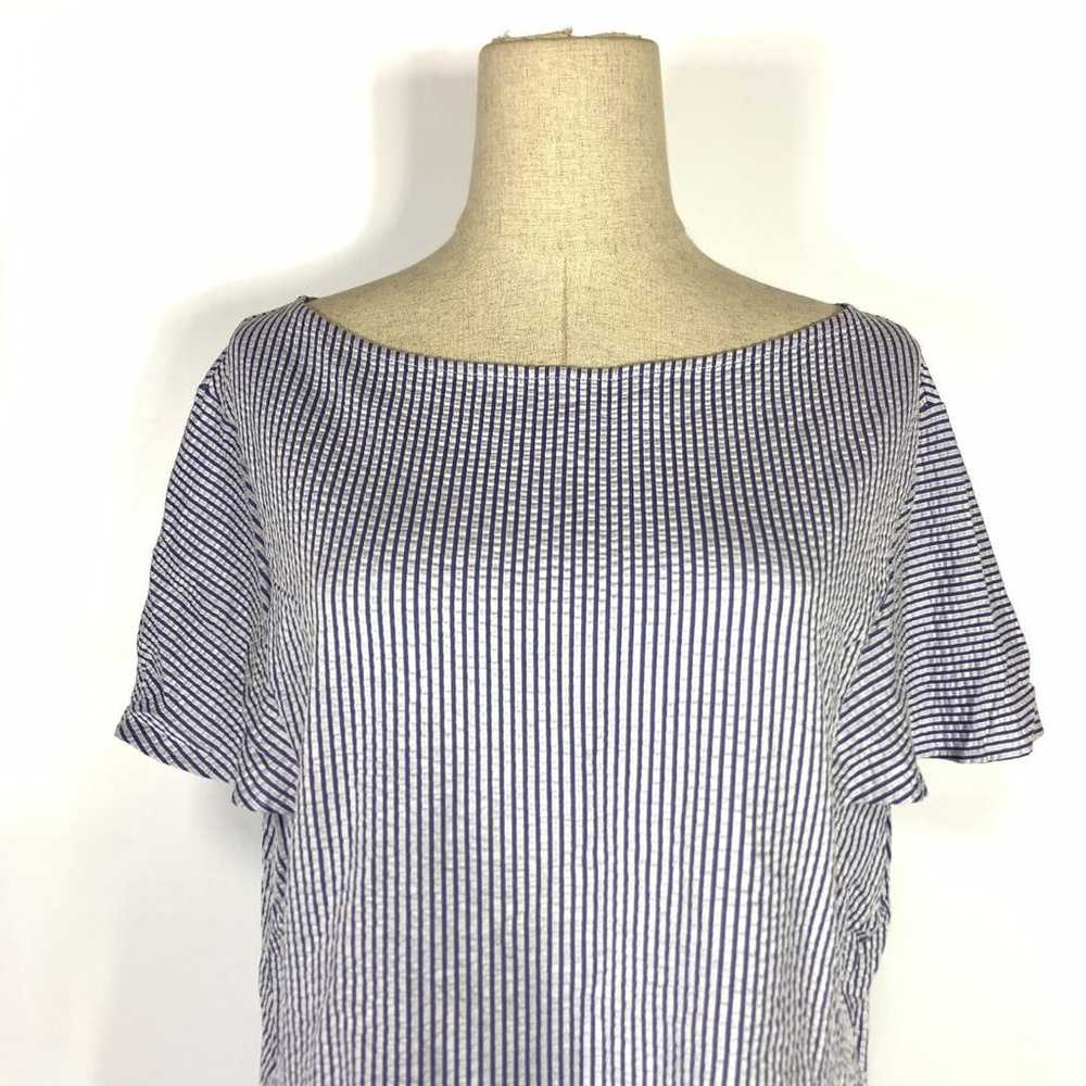 23区 Casual Short-sleeved Stripe Blouse Blue Size … - image 2