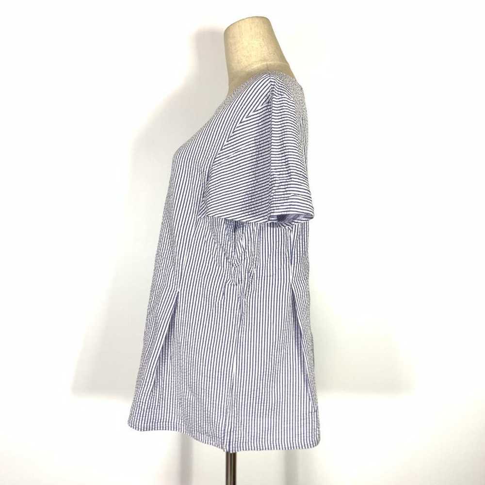 23区 Casual Short-sleeved Stripe Blouse Blue Size … - image 4