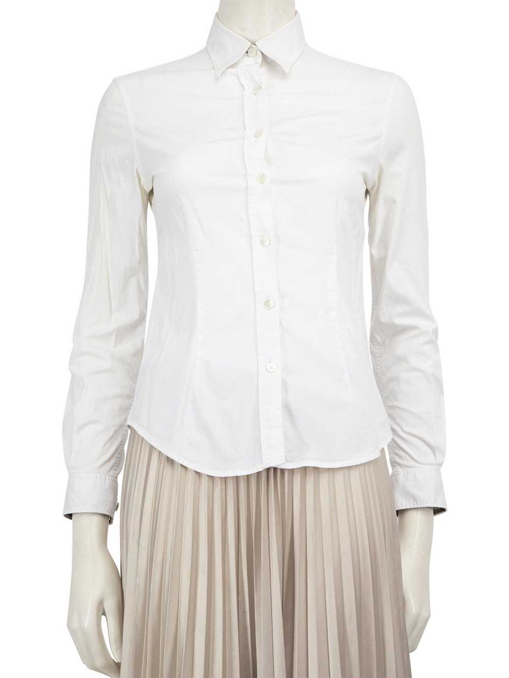 Burberry White Long Sleeve Fitted Shirt - image 1