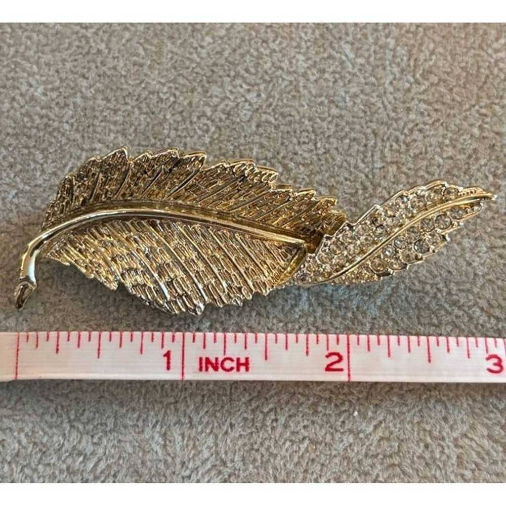 Vintage Sarah Coventry Gold-Tone Leaf Brooch With… - image 4