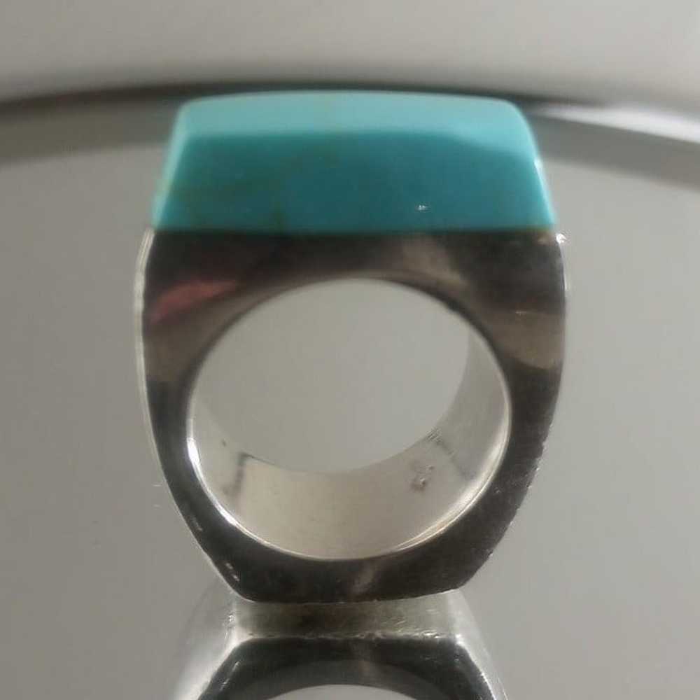 HUGE Turquoise 925 Vintage Sterling Silver Ring - image 1