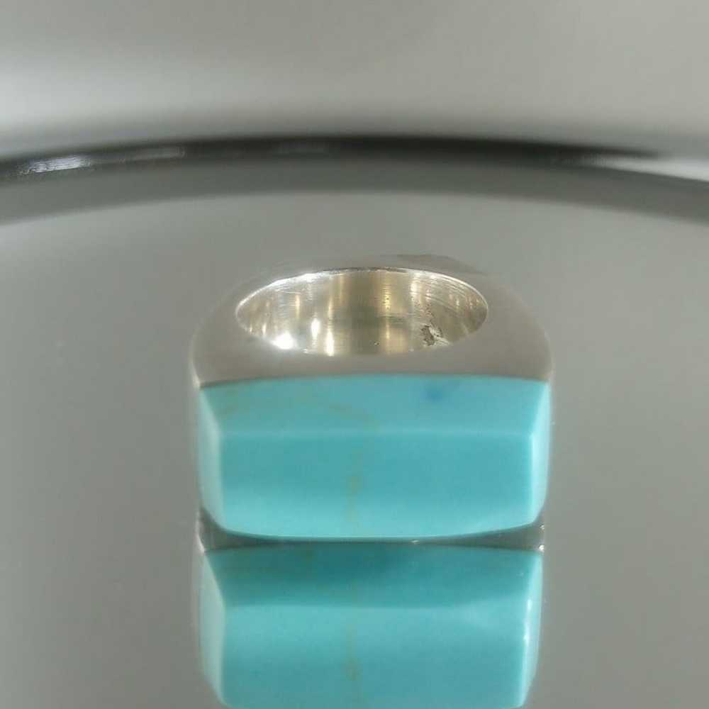 HUGE Turquoise 925 Vintage Sterling Silver Ring - image 2