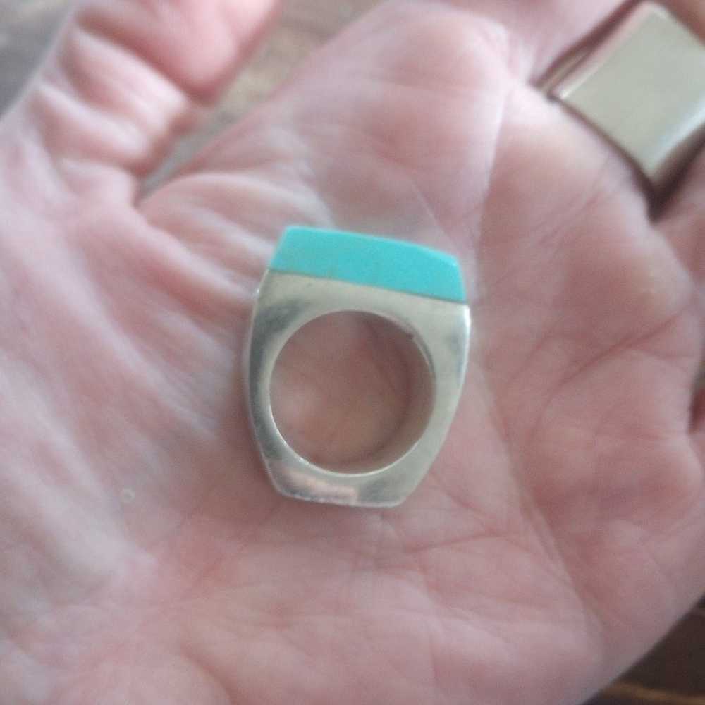 HUGE Turquoise 925 Vintage Sterling Silver Ring - image 5