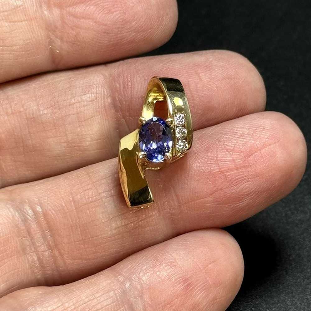 14KY Fine Tanzanite & Diamond 0.05 CTW Slide Pend… - image 5