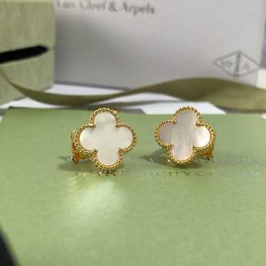 18K Real Gold Clover Earrings