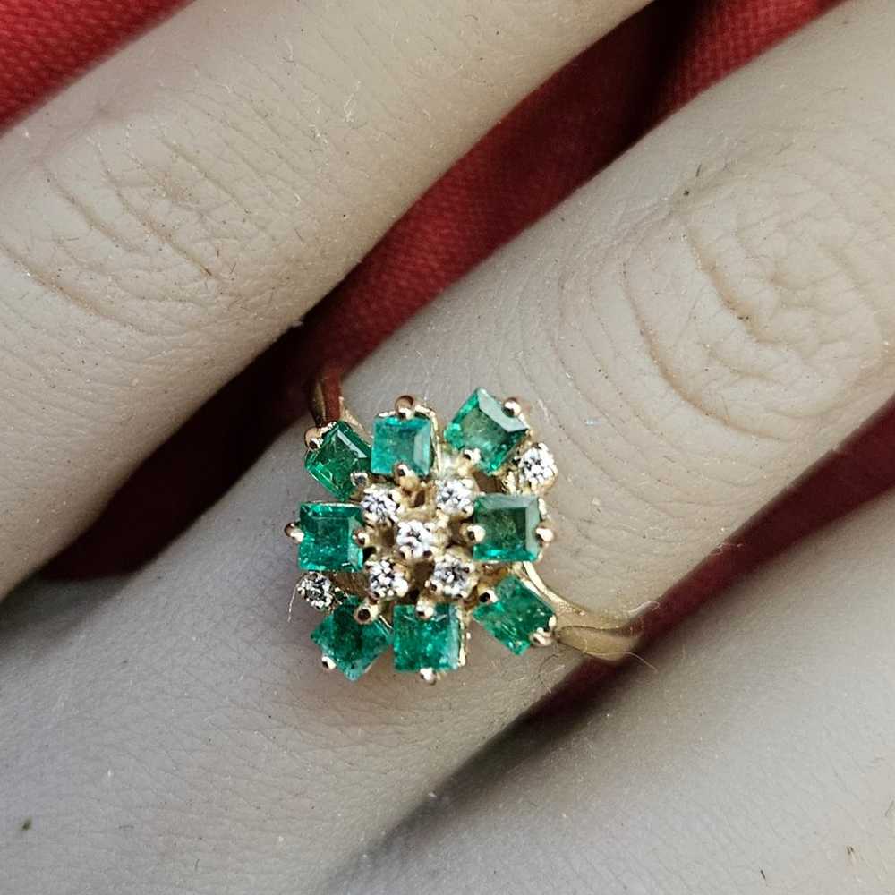 Genuine Emeralds & Diamonds Ring 14kt Gold - image 1