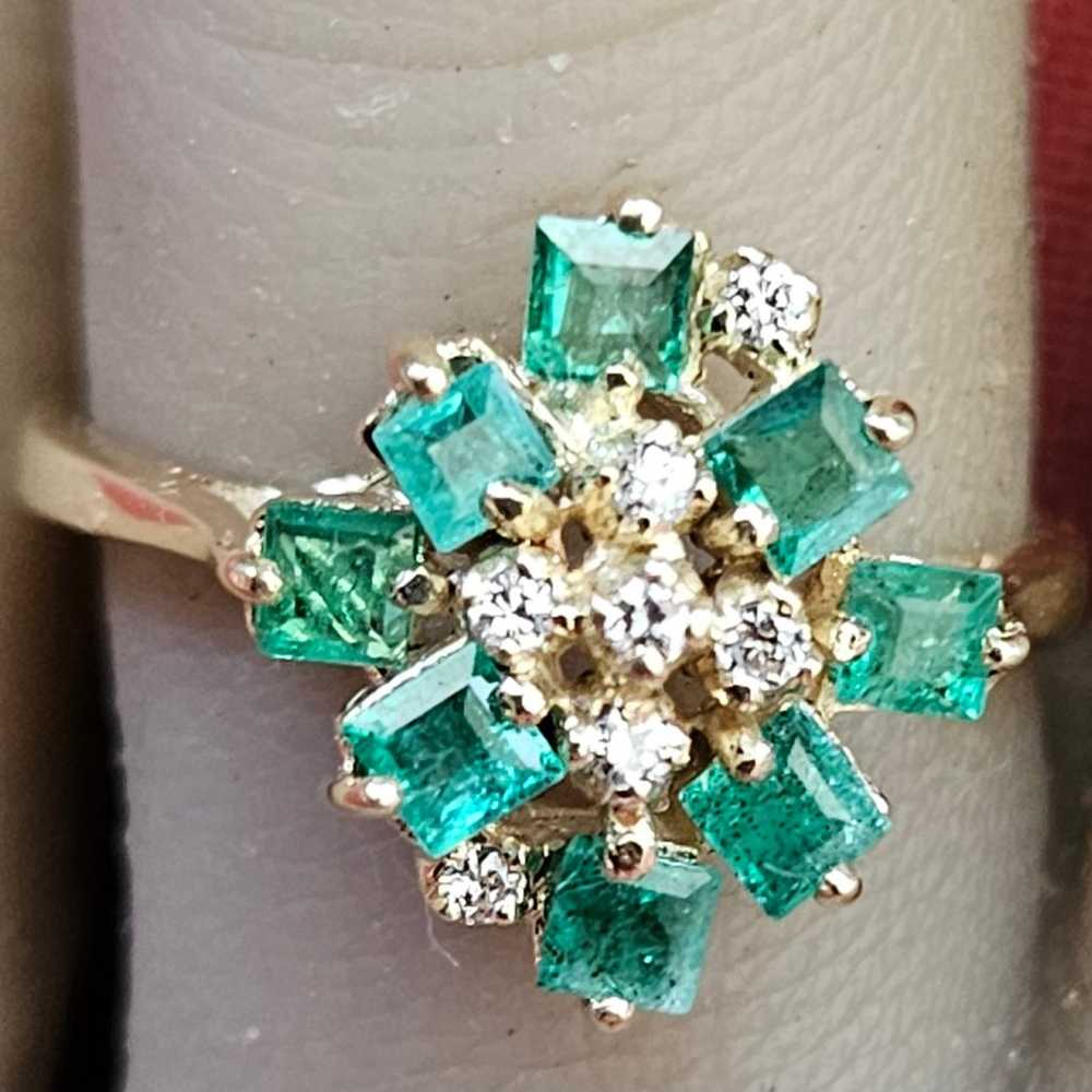 Genuine Emeralds & Diamonds Ring 14kt Gold - image 4