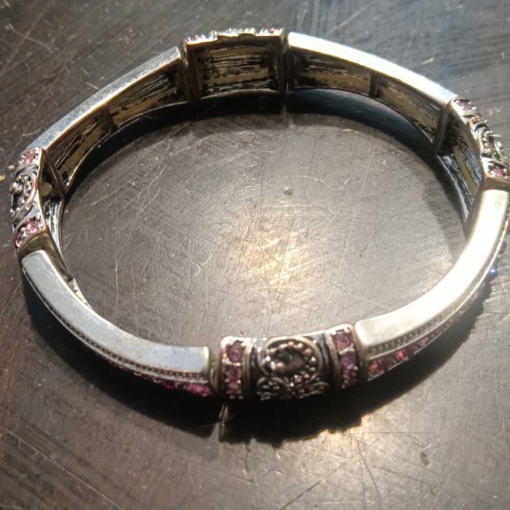 Vintage Victorian Style Bracelet with Pink Rhines… - image 3