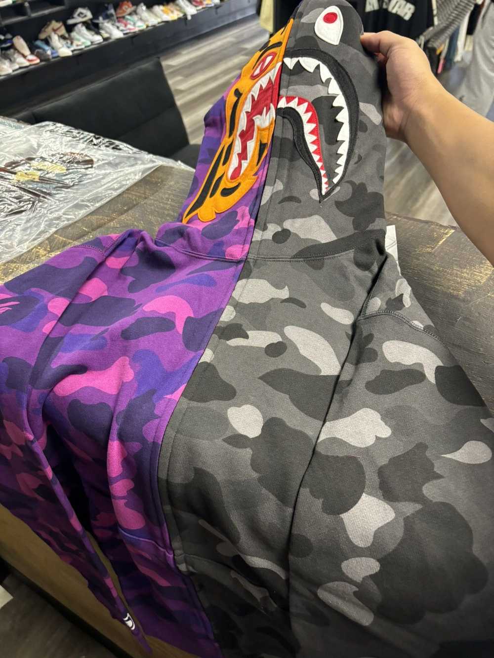 Bape Bape purple shark zip up hoodie - image 1