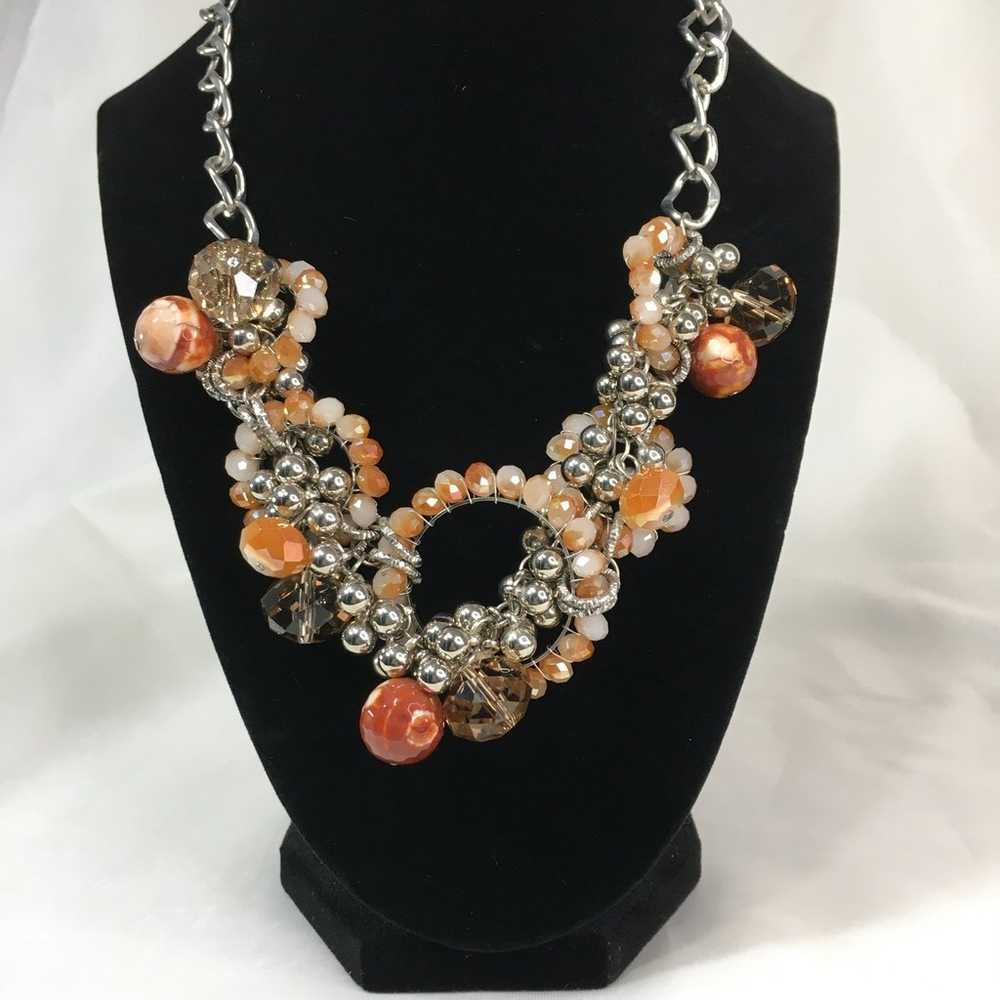 Orange marbled Beaded sparkling statement vtg vin… - image 1