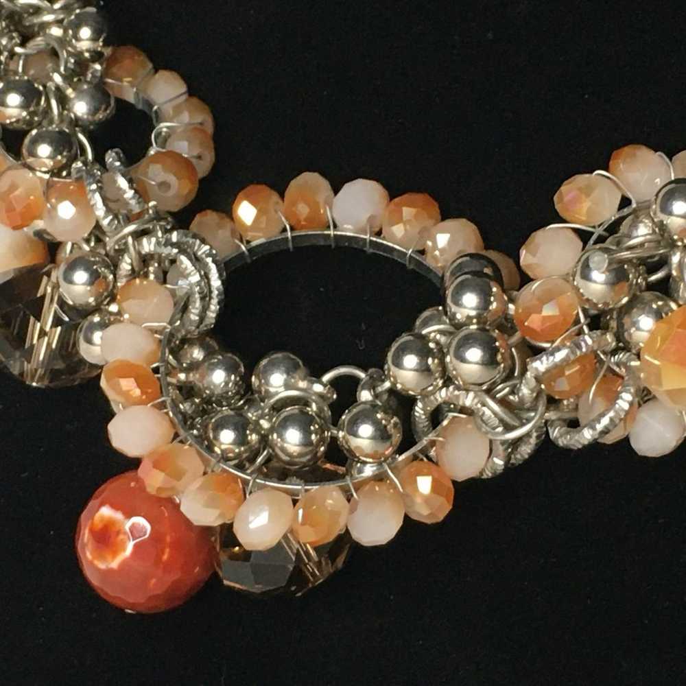 Orange marbled Beaded sparkling statement vtg vin… - image 2