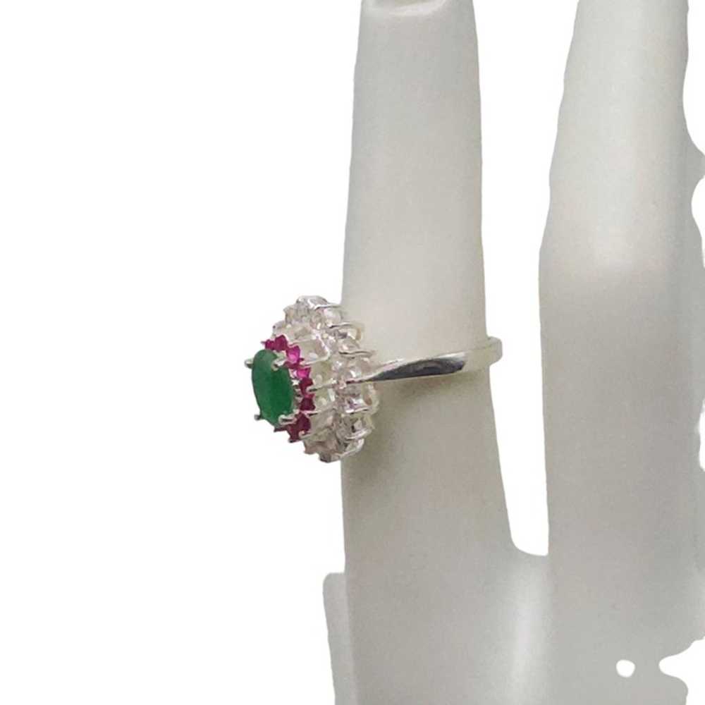 Green Pink Clear Rhinestone Flower Shape Cocktail… - image 2