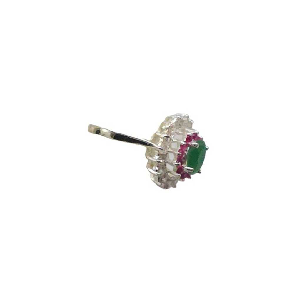 Green Pink Clear Rhinestone Flower Shape Cocktail… - image 3