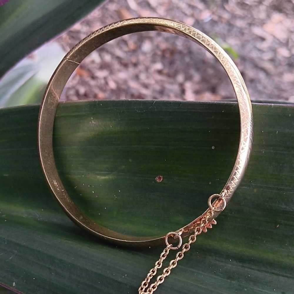 925 Sterling Silver Gold Vermeil Bangle Bracelet … - image 7