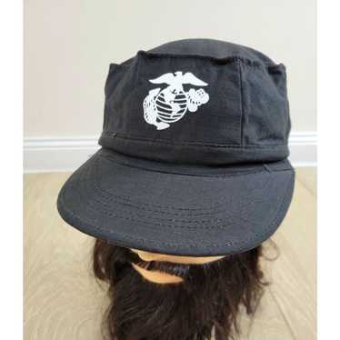 Vintage USMC Utility Cap Fitted Size Medium Black 