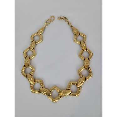 Vintage Chic Monet Bamboo Textured Gold Tone Link… - image 1