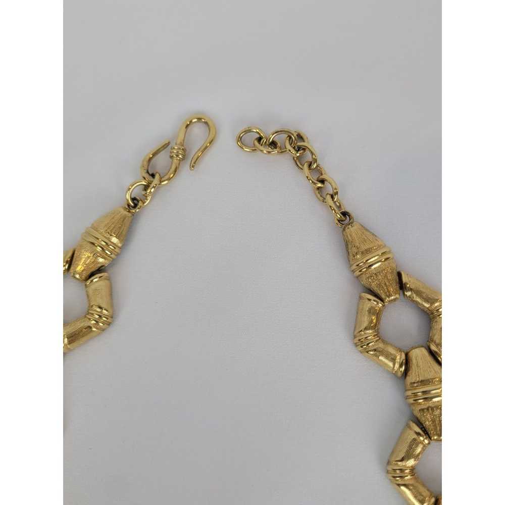 Vintage Chic Monet Bamboo Textured Gold Tone Link… - image 3