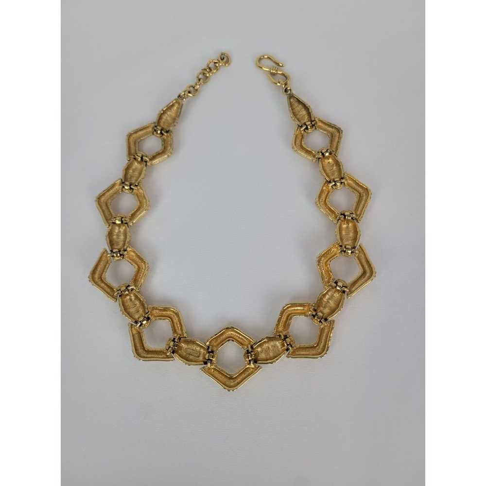 Vintage Chic Monet Bamboo Textured Gold Tone Link… - image 4