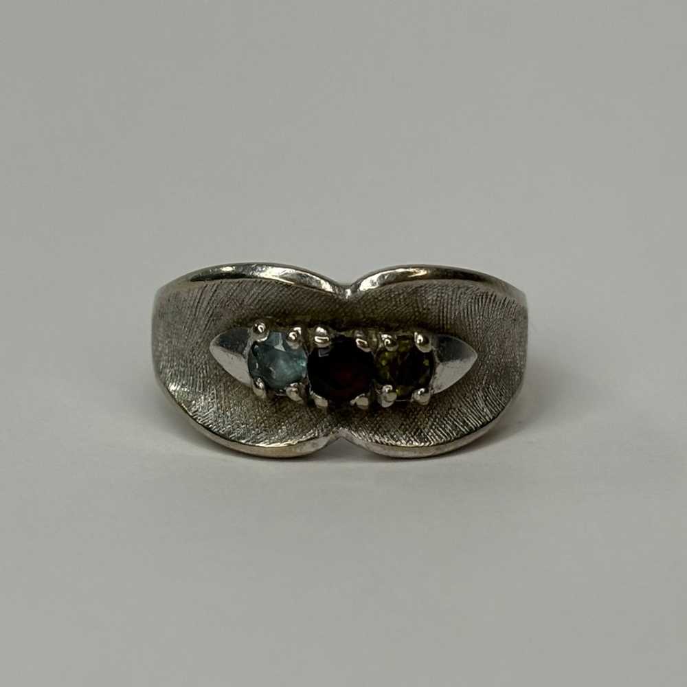 Vintage 10K White Gold Multi Gemstone Multi Stone… - image 1