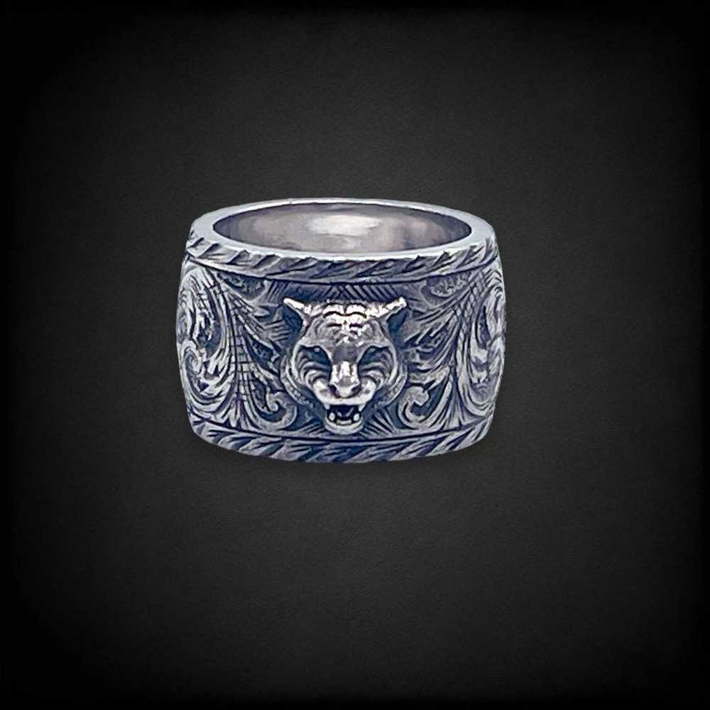 Gucci size 16 Cat Head Cat Ring Silver 925 1580 - image 2