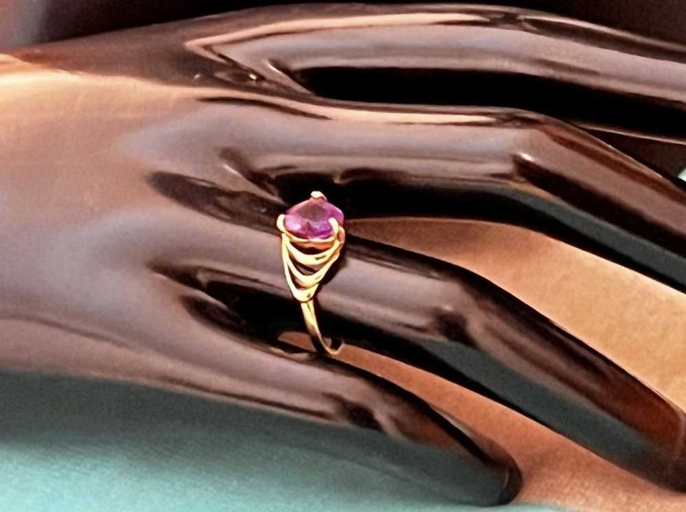 Gold 14K Gold Amethyst Heart Ring - image 10