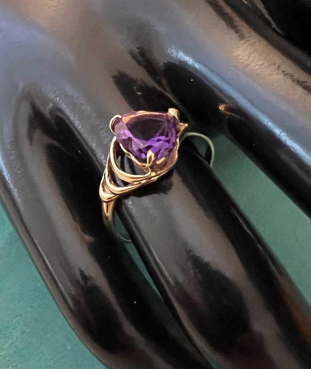 Gold 14K Gold Amethyst Heart Ring - image 11