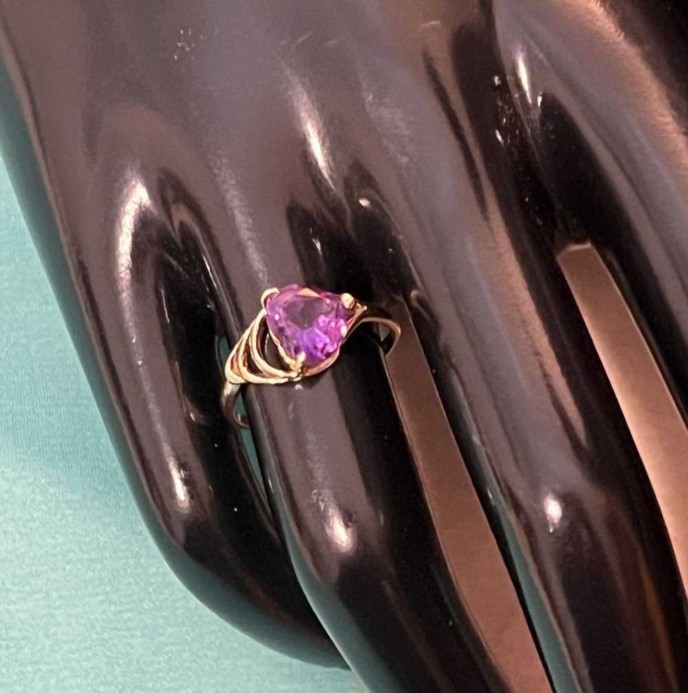 Gold 14K Gold Amethyst Heart Ring - image 12