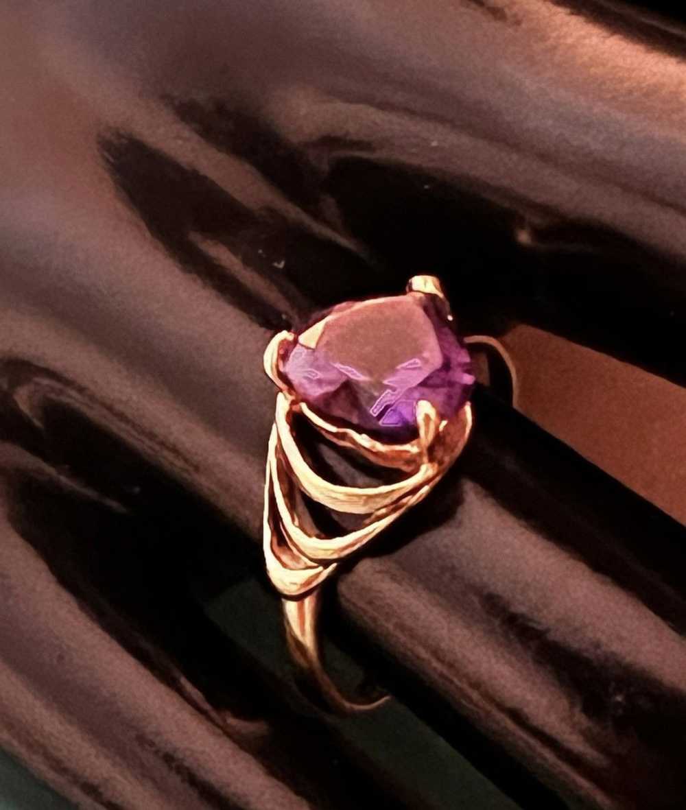 Gold 14K Gold Amethyst Heart Ring - image 1