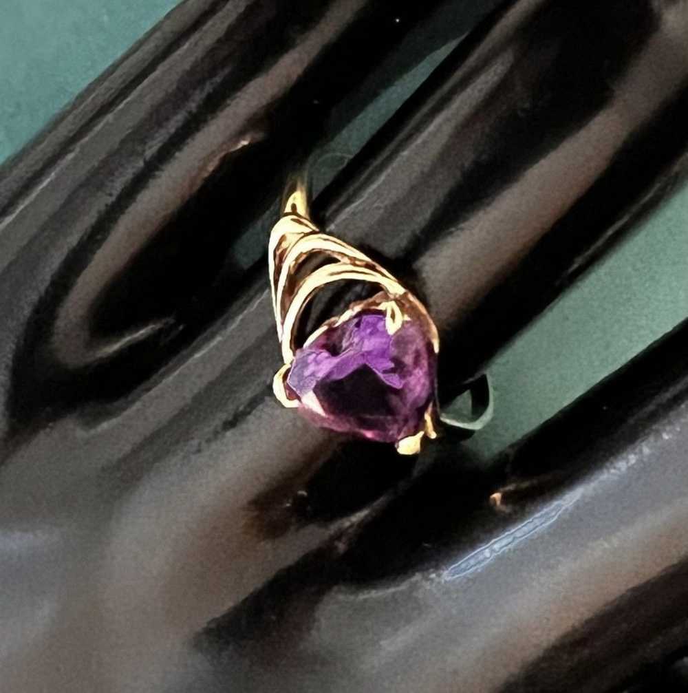 Gold 14K Gold Amethyst Heart Ring - image 2